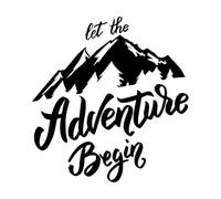 Décoration murale en vinyle Citation : Que l'aventure commence ! Montagnes 54x57.1cm Ne se décolle pas Noir