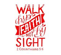 Décoration murale en vinyle Écriture manuscrite : nous marchons par la foi et non par la vue 57.6x85.8cm Ne se décolle pas Rouge