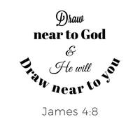 Décoration murale en vinyle expression biblique de l'Évangile de Jacques : approchez-vous 42x43.7cm Étanche Noir