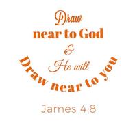 Décoration murale en vinyle expression biblique de l'Évangile de Jacques : approchez-vous 54.6x56.8cm Installation facile Orange