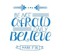 Décoration murale en vinyle lettrage à la main, n'ayez pas peur, croyez seulement 67.2x75.2cm Ne se décolle pas Bleu