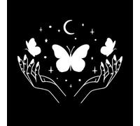 Décoration murale en vinyle Salon de beauté Butterfly Silhouette, centre de manucure 51x64.3cm Personnalisation Blanc