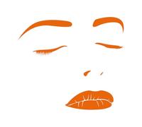 Décoration murale en vinyle Salon de beauté de maquillage pour le visage d'une belle fille 68x77.5cm Installation facile Orange