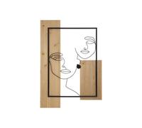 Décoration Murale Encadrée "2 Visages" 90cm Noir & Naturel