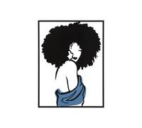 Décoration Murale Encadrée en Métal "Afef" 80cm Noir & Bleu