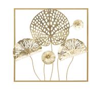 Décoration Murale Encadrée en Métal "Flowers" 50cm Or
