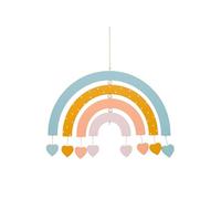 Déco murale ""Arc-en-ciel"" en bois & coton 30x20cm - Atmosphera Créateur d'intérieur