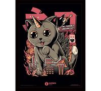 Pyramid International - Décoration murale enfant Ilustrata Catzilla Gris 34x40 cm