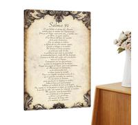 Décoration murale espagnole - Décoration de motivation religieuse rustique en métal avec psaume 1 pièce Écriture à suspendre pour la maison, décoration de foi en fer avec citation spirituelle, panneau