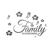 Décoration murale « Family is Everything » - Autocollants muraux 3D en acrylique avec inscription « Family is Everything » - Décoration murale avec inscription « Family is Everything » (Noir)