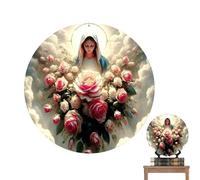 Décoration Murale Féerique - Sculpture En Métal | Ornement D'élément D'ange Rond En Aluminium Épaissi De 20x20 Cm, Décoration De Porte D'entrée De Ferme, Art De Salon En Résine Pour Salle De Bain, Toi