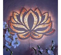 Décoration Murale Fleur Mandala, Sculpture Fleur de Lotus avec LED Lumineuse, Art Mural Suspendu pour Le Yoga, Fleur Abstraite pour la décoration de la Chambre, Cadeau de Saint-Valentin