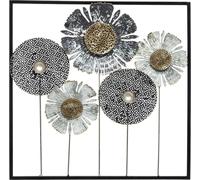 Décoration murale "fleurs" - métal 50 × 50 cm - Atmosphera créateur d'intérieur