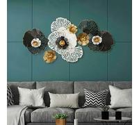 Décoration murale florale en fer forgé, tenture murale florale 3D for salon/tête de lit, ornement mural rustique bohème en métal, élément de décoration intérieure