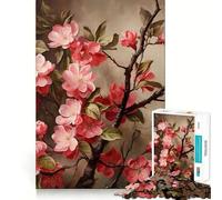 Décoration Murale Florale Rouge, Puzzle de 1000 pièces pour Adultes, Jeu d'exercice Mental, détente, découpe de précision, Cadeau élégant (50x75cm)