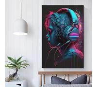 Décoration murale fluo pour chambre d'adolescent, motif musique live, thème Game Boys, grande toile abstraite, 40 x 60 cm