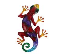 Décoration Murale Gecko en Fer, 1 Pièce, Couleurs Intenses | Art Mural Créatif pour Clôtures, Portes et Fenêtres, Texture Nette, Vernis Soigné, Style Adorable