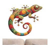 Décoration murale gecko en fer coloré - Sculpture imperméable | Figurine de jardin et statue de cour pour terrasse, balcon, clôture, décoration d'intérieur et cadeau d'anniversaire pour maman papa