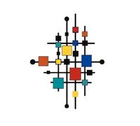 Décoration Murale géométrique en métal, Nouvelles Formes et Lignes colorées, 31,8 x 40,1 cm, Sculpture Murale Abstraite à Suspendre for Chambre, Salon, Bureau, Cuisine