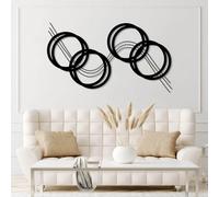 Décoration Murale géométrique Ronde en métal, Style Abstrait du Milieu du siècle, Sculpture Moderne pour Salon, Chambre, Couloir et escaliers, Cadeau Nature (Noir, 76 x 43 cm)