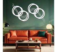 Décoration Murale géométrique Ronde en métal, Style Abstrait du Milieu du siècle, Sculpture Moderne pour Salon, Chambre, Couloir et escaliers, Cadeau Nature (Blanc, 60 x 34 cm)