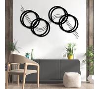 Décoration Murale géométrique Ronde en métal, Style Abstrait du Milieu du siècle, Sculpture Moderne pour Salon, Chambre, Couloir et escaliers, Cadeau Nature (Noir, 135 x 76 cm)