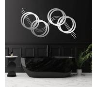 Décoration Murale géométrique Ronde en métal, Style Abstrait du Milieu du siècle, Sculpture Moderne pour Salon, Chambre, Couloir et escaliers, Cadeau Nature (Argent, 105 x 59 cm)