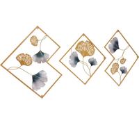 Décoration murale Ginkgo, design en fer durable, finition dorée élégante, or