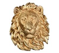Décoration murale Grande Tête De Lion Dorée Créative Tête d'animal Pendentif en Résine Accessoires pour La Maison (Color : Gold, Size : 42×34cm)