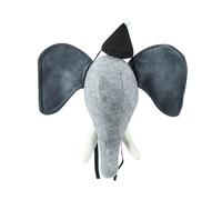Décoration Murale Gris en Feutre et Coton 36 x 36 cm Fausse Tête d'Eléphant