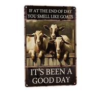 Décoration murale hippie en métal pour salle de bain, cadeau rétro bohème - Panneau de bar en forme d'animal de chèvre pour la maison, scène pastorale, 20,3 x 30,5 cm - Ajoutez une ambiance à votre