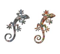 Décoration murale Home ESPRIT Coloré Lézard Méditerranéen 10 x 4 x 22 cm (2 pièces)