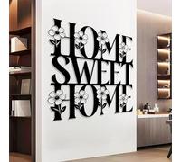 Décoration Murale « Home Sweet Home » en métal Noir, Ornement Mural en métal pour Porte d'entrée et cheminée, Sculpture Moderne « Home Sweet Home » pour Salon, Chambre, Couloir et escalie