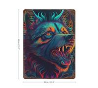 Décoration murale imperméable et résistante à l'eau, imprimée sur du papier peint « Loup Néon », idéale pour une chambre, un salon, un garage, un jardin ou un pub. Dimensions : 40 cm x 30 cm.