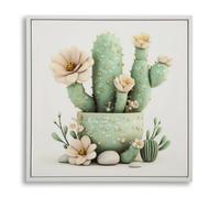 Décoration murale impression sur étoile avec cadre pot de cactus B Mauro Ferretti Laccata Vert 40x2,8x40 cm