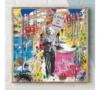 Décoration Murale Impressions Sur Toile,Street Wall Graffiti Art Canvas Peinture Résumé Einstein Banksy Réplique Art Prints Cartoon Poster Modern Living Room Wall Picture Pop Art Decor,20X20Cm No