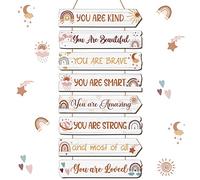 Décoration murale inspirante esthétique et motivante pour chambre de fille et de garçon, panneau mural en bois à suspendre pour chambre d'adolescente, chambre d'enfant, dortoir (bohème)