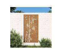Décoration murale jardin 105x55 cm acier corten design bambou, décoration murale extérieure, art mural de jardin, décoration murale en métal