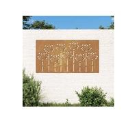 Décoration murale jardin 105x55 cm acier corten design de fleur 824499