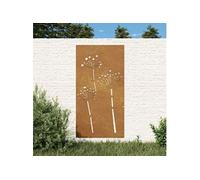 vidaXL Décoration murale de jardin design fleur 105×55 cm acier corten
