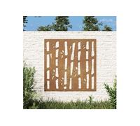 Décoration murale jardin 55x55 cm acier corten design bambou 824482