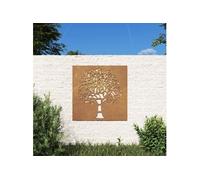 Décoration murale jardin 55x55 cm acier corten design d arbre