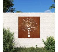 Décoration murale jardin 55x55 cm acier corten design d'arbre vidaXL