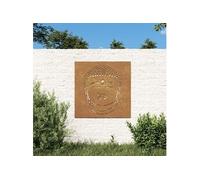 vidaXL Décoration murale jardin Tête de Bouddha 55×55 cm Métal Extérieur