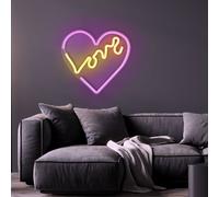 Applique murale LED en forme de cœur, décoration murale, lampe de salon, chambre à coucher, lampe décorative, plastique opale transparente, câble USB, 3 W, L 35 cm
