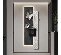 Décoration murale LED 3D avec lumière enfichable, pièce décorative en grès avec vase en verre et plantes artificielles, sculpture de papillon moderne pour salon, couloir, entrée