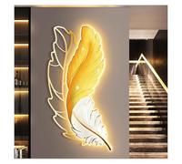 Décoration murale LED 3D en forme d'ailes en forme de plume avec télécommande USB pour salon et chambre à coucher, design stéréoscopique (70 x 140 cm)