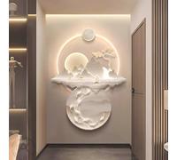 Décoration murale LED 3D en relief Feng Shui Peinture salon, entrée, couloir Argenté 50 x 70 cm