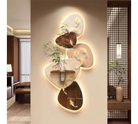 Décoration murale LED 3D lumineuse, style grès moderne texturé avec carpes koï et fausse verdure, grande décoration murale rétroéclairée pour salon, chambre, entrée (marron, 100 x 50 cm / 39,4 x 19,7