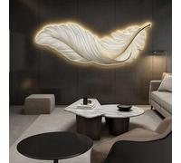 Décoration Murale LED, Applique Murale Moderne en Forme de Plume 3D avec Design Élégant, Lumière Murale pour Salon, Chambre et Couloir 100x35cm, 120x40cm(Beige,100x35cm)